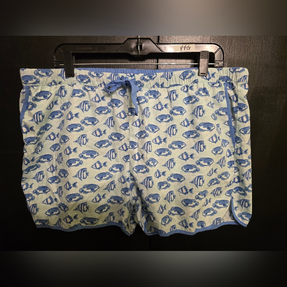 Vineyard Vines Light Blue Fish Print Pajama Shorts With Pockets Size XL